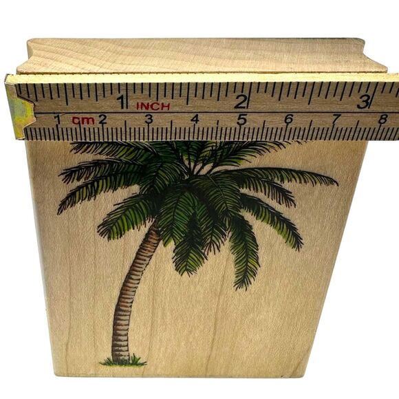 All Night Media Wood Mounted Rubber Stamp Palm Tree Tropical #623J 4” x 3” Used - Picture 5 of 6